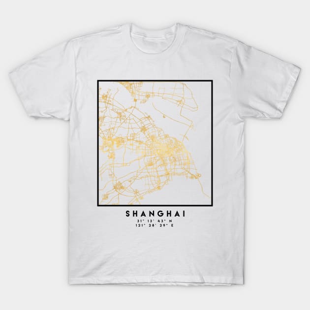 SHANGHAI CHINA CITY STREET MAP ART T-Shirt by deificusArt